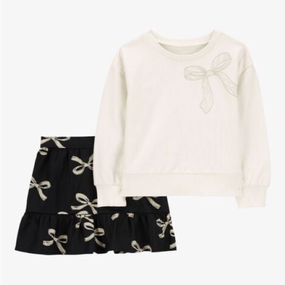 Toddler 2-Piece Bow Print Sweatshirt & Skirt Set